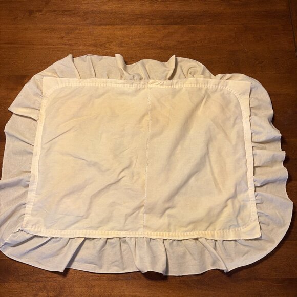 Vintage pillowcase cottagecore embroidered heart cream ruffle rosette - Picture 6 of 12